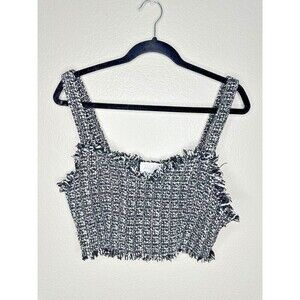 Mare Mare Anthropologie Crop Top Womens Medium Sleeveless Tank Tweed Fringe